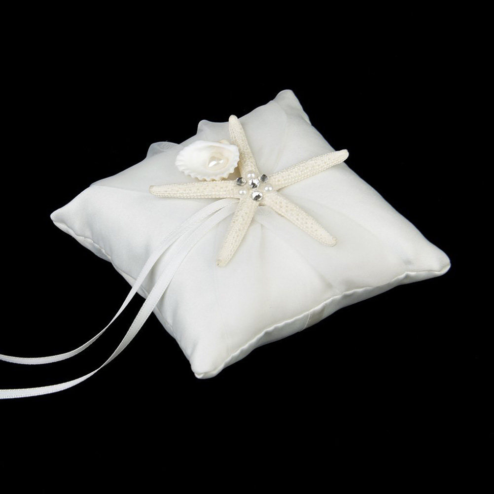 Ring Bearer Pillow - Beach Wedding Ring Pillow White 10x10cm