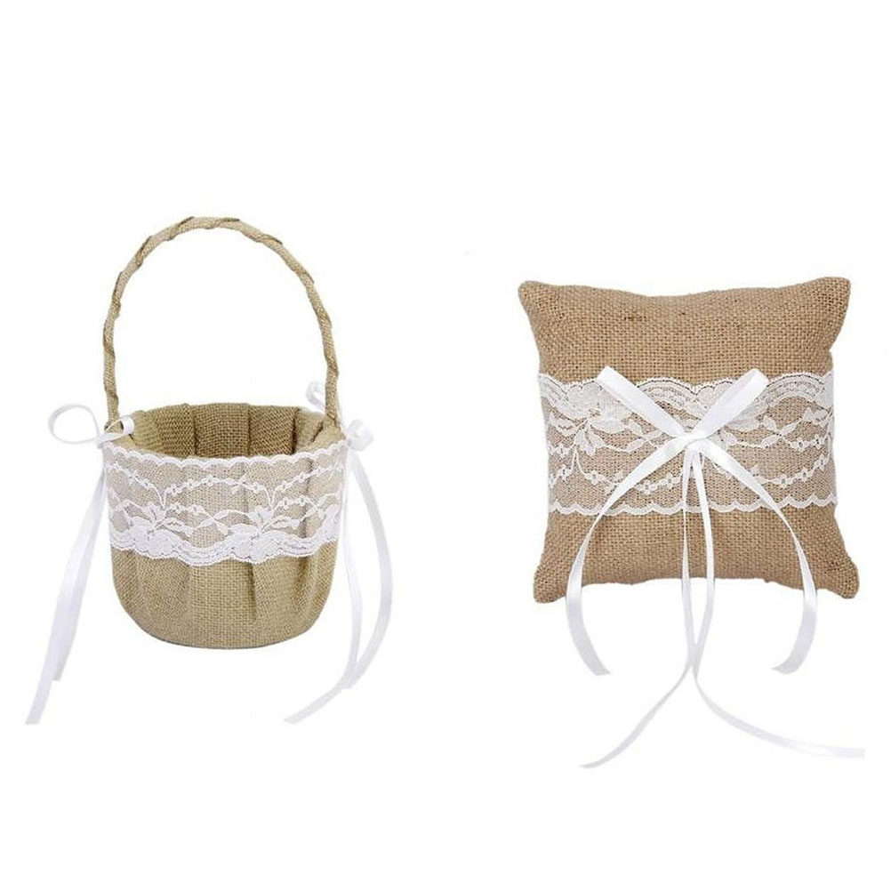 Ring Bearer Pillow - Set of 6 6'' Burlap Jute