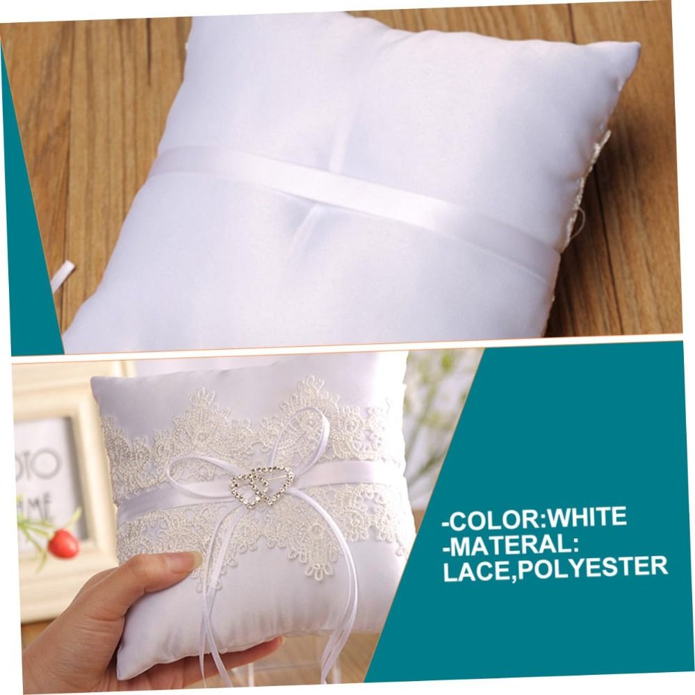 Ring Bearer Pillow - White Lace Wedding Ring Pillow Pearl