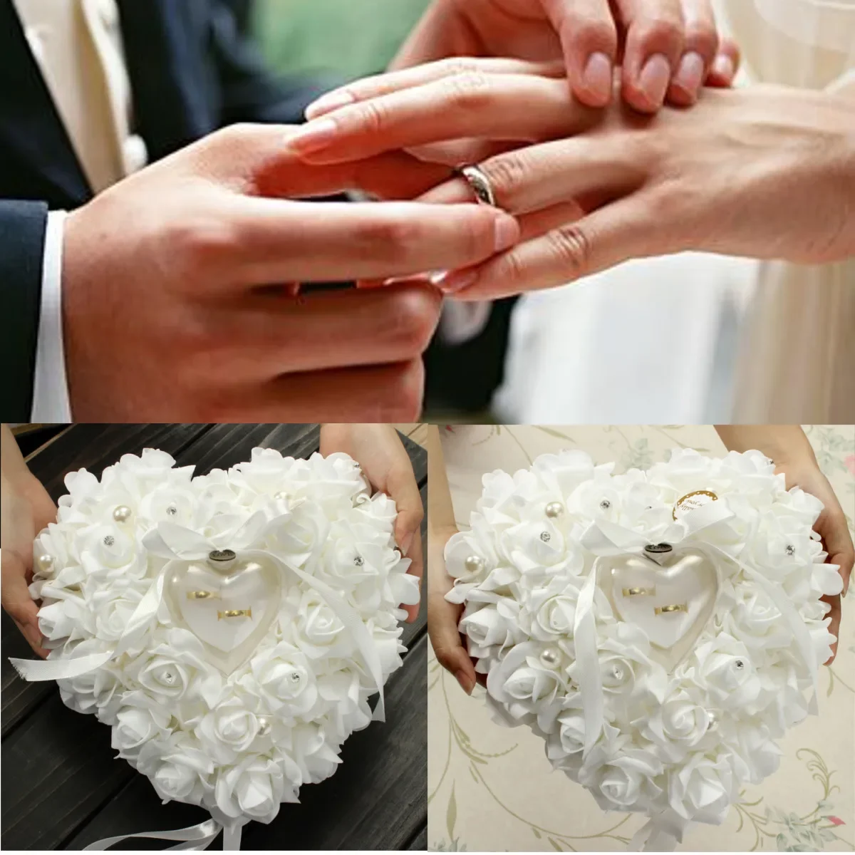White Ring Bearer Pillow Cushi - Ring Bearer Pillow recension och pris