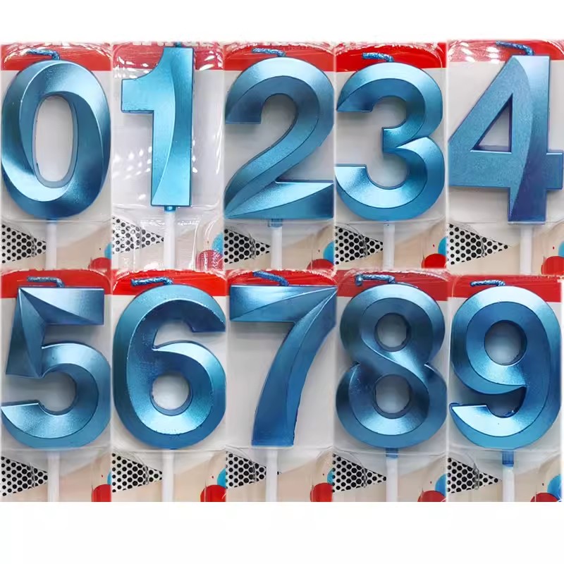 Blue Number Cake Candles 0 1 2 - Unity Candle Set recension och pris