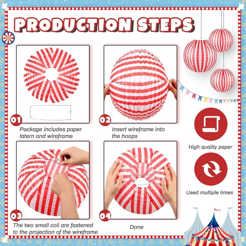 10PCS Red White Striped  Paper - Wedding Event Supply recension och pris